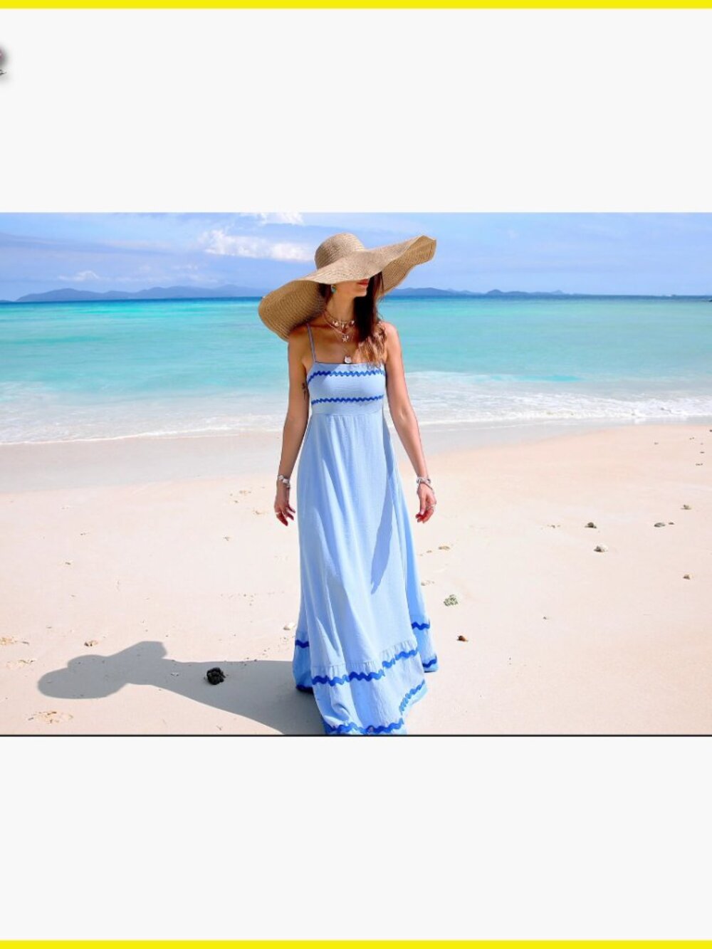 Flowy Maxi Dress Boho Chic Spaghetti Strap Ruffle Casual Beach Vacation - Picture 7 of 7